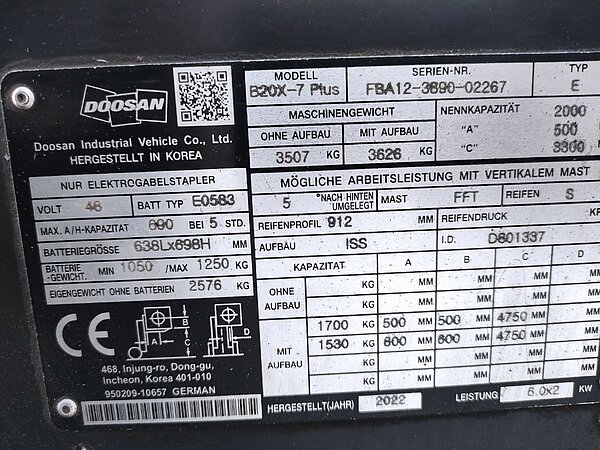 Doosan Elektro Elektro 4 Rad-Stapler B20X-7 Plus Triplex - Doosan Elektro Elektro 4 Rad-Stapler B20X-7 Plus Triplex