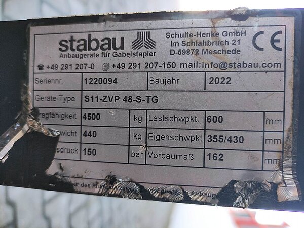 Stabau Zinkenverstellgerät S11-ZVP48-S-TG mit Teleskopgabeln - Stabau Zinkenverstellgerät S11-ZVP48-S-TG mit Teleskopgabeln