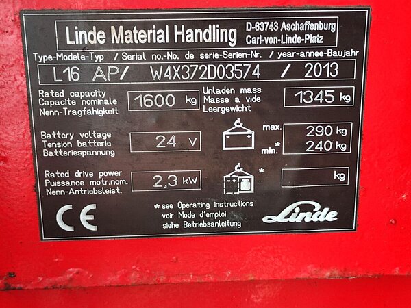 Linde Elektro Hochhubwagen L16iAP/372 Triplex - Linde Elektro Hochhubwagen L16iAP/372 Triplex