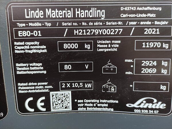 Linde Elektro Elektro 4 Rad-Stapler E80-01-127 Triplex - Linde Elektro Elektro 4 Rad-Stapler E80-01-127 Triplex