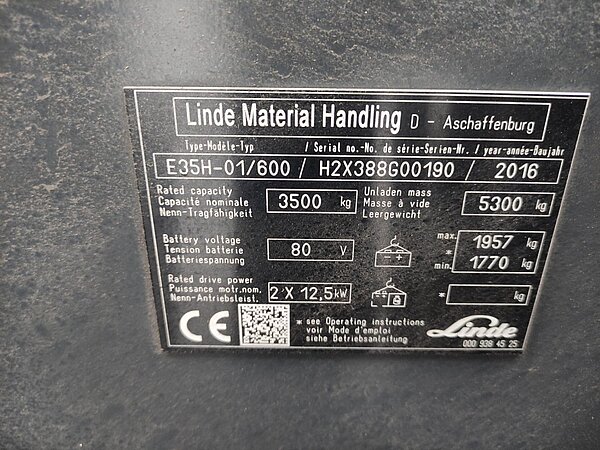 Linde Elektro Elektro 4 Rad-Stapler E35H-01/600-388 Triplex - Linde Elektro Elektro 4 Rad-Stapler E35H-01/600-388 Triplex