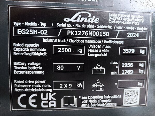 Linde Elektro Elektro 4 Rad-Stapler EG25H-02/1276 Triplex - Linde Elektro Elektro 4 Rad-Stapler EG25H-02/1276 Triplex