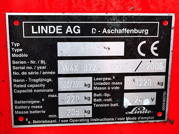  - Linde Elektro Hochhubwagen L16i-372 Triplex