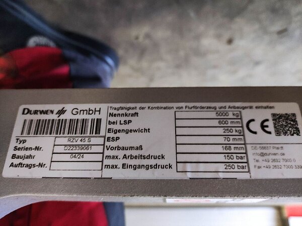  - Durwen Zinkenverstellgerät RZV45S-1350 (NEU) 