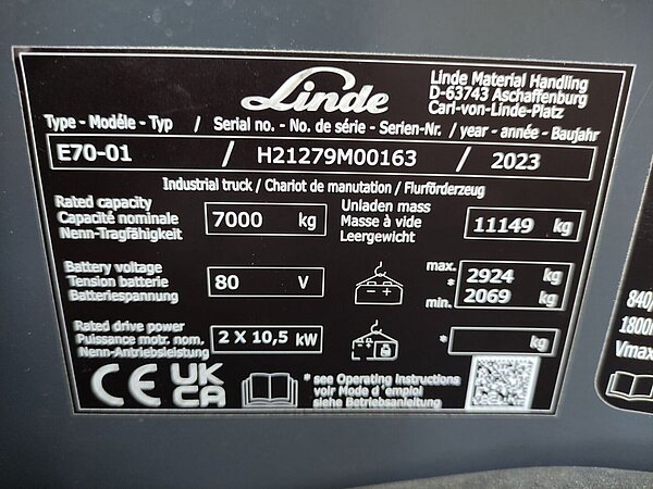 Linde Elektro Elektro 4 Rad-Stapler E70-01/1279 Triplex - Linde Elektro Elektro 4 Rad-Stapler E70-01/1279 Triplex