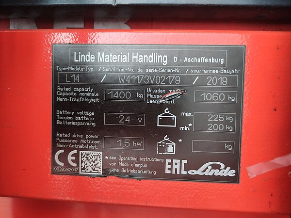  - Linde Elektro Hochhubwagen L14i / 1173 Triplex