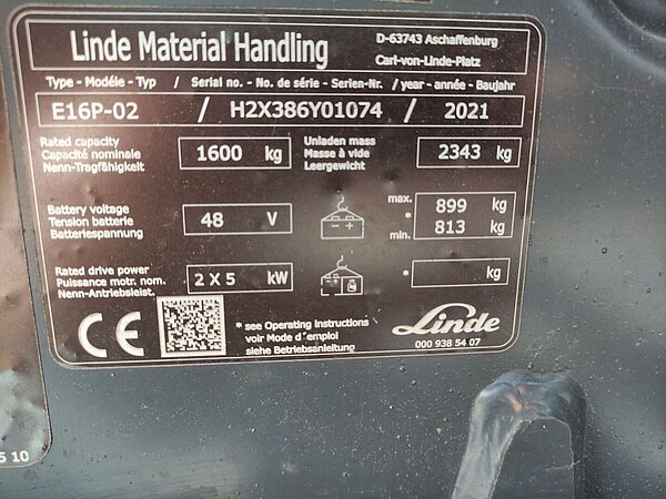 Linde Elektro Elektro 4 Rad-Stapler E16P-02-386 EVO Duplex - Linde Elektro Elektro 4 Rad-Stapler E16P-02-386 EVO Duplex