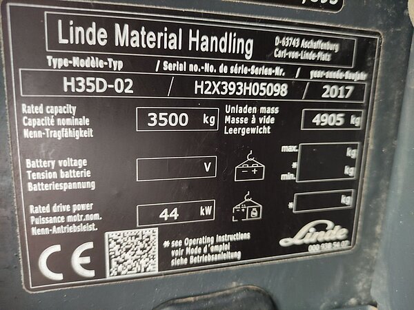 Linde Diesel Dieselstapler H35D-02/393 Standard - Linde Diesel Dieselstapler H35D-02/393 Standard