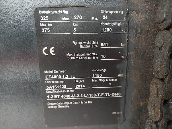 Crown Elektro Hochhubwagen ET4000 1.2TL (Doppelstock) Standard - Crown Elektro Hochhubwagen ET4000 1.2TL (Doppelstock) Standard