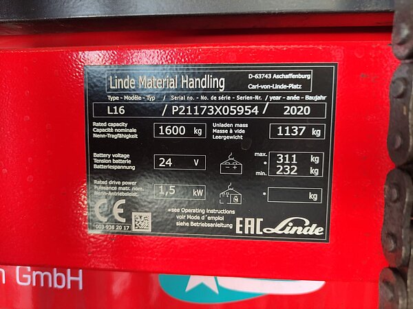 Linde Elektro Hochhubwagen L16i-1173 Triplex - Linde Elektro Hochhubwagen L16i-1173 Triplex