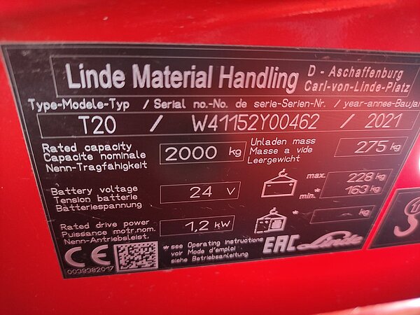 Linde Elektro Niederhubwagen T20/1152 Lack neu - Linde Elektro Niederhubwagen T20/1152 Lack neu