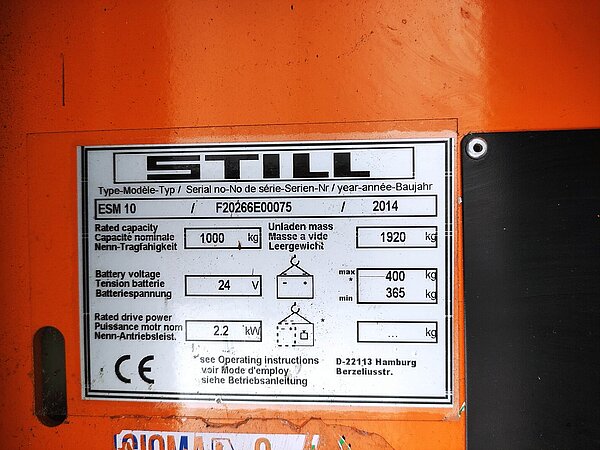 Still Elektro Hochhubwagen ESM 10 (Stand-Hochhubwagen) Triplex - Still Elektro Hochhubwagen ESM 10 (Stand-Hochhubwagen) Triplex