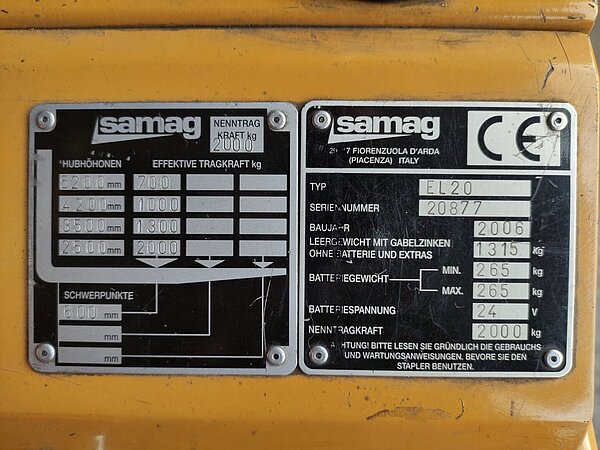  - Samag Elektro Hochhubwagen EL 20 Triplex