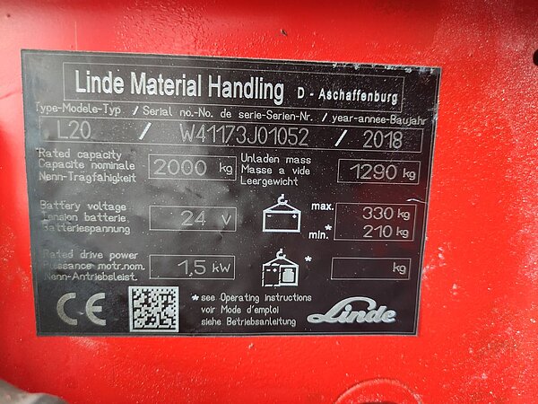 Linde Elektro Hochhubwagen L20i/1173 (Lack neu) Triplex - Linde Elektro Hochhubwagen L20i/1173 (Lack neu) Triplex