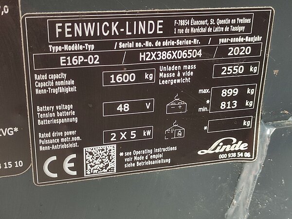  - Linde Elektro Elektro 4 Rad-Stapler E16P-02/386 EVO Triplex