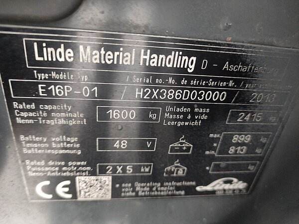  - Linde Elektro Elektro 4 Rad-Stapler E16P-01-386 Standard