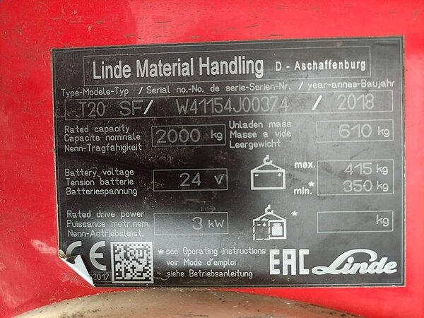 Linde Elektro Niederhubwagen T20SF - Linde Elektro Niederhubwagen T20SF
