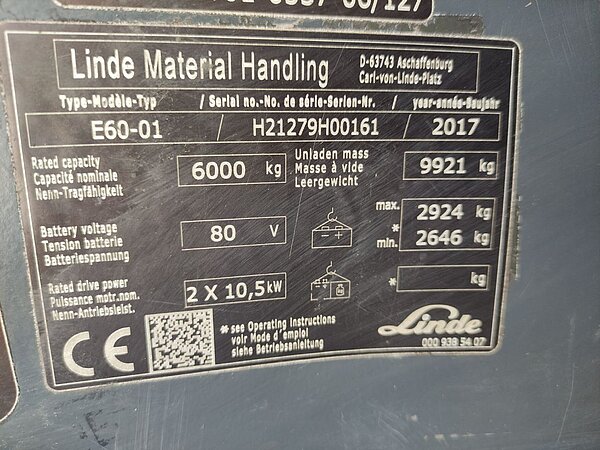 Linde Elektro Elektro 4 Rad-Stapler E60-01/1279 Triplex - Linde Elektro Elektro 4 Rad-Stapler E60-01/1279 Triplex