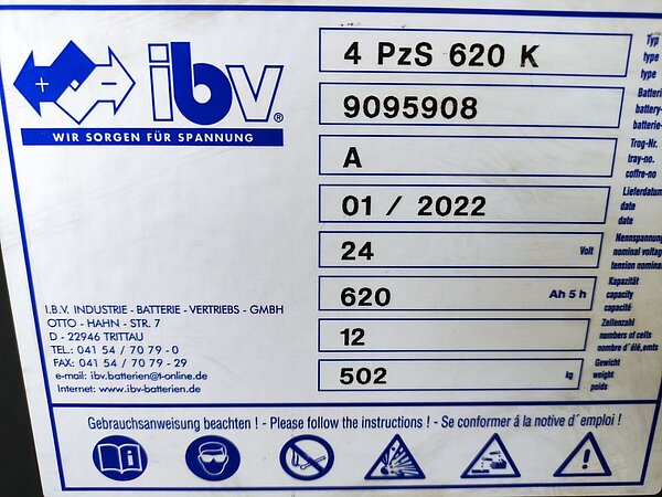 Antriebsbatterie 24V 4 PzS 620 K - Antriebsbatterie 24V 4 PzS 620 K