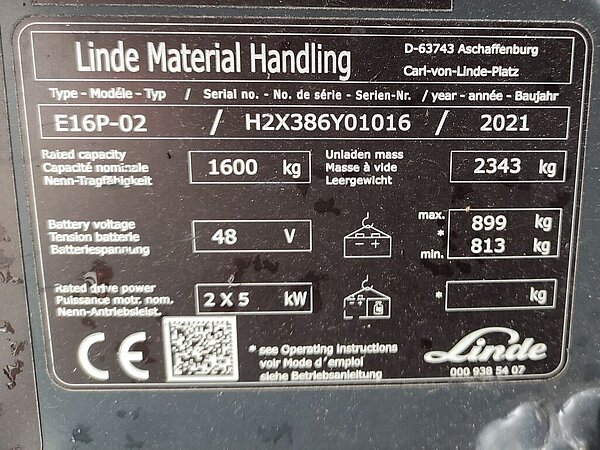 Linde Elektro Elektro 4 Rad-Stapler E16P-02-386 EVO Standard - Linde Elektro Elektro 4 Rad-Stapler E16P-02-386 EVO Standard