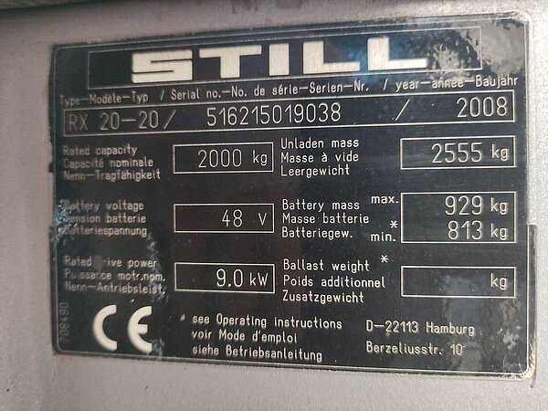  - Still Elektro Elektro 3 Rad-Stapler RX20-20 Triplex