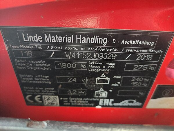 Linde Elektro Niederhubwagen T18-1152 / Neu lackiert - Linde Elektro Niederhubwagen T18-1152 / Neu lackiert