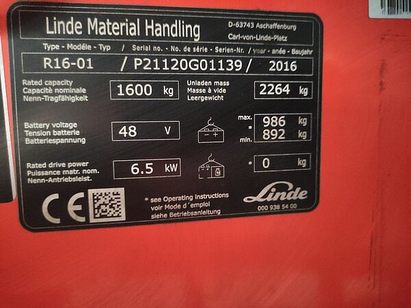 Linde Elektro Schubmaststapler R16-01/1120 Triplex - Linde Elektro Schubmaststapler R16-01/1120 Triplex