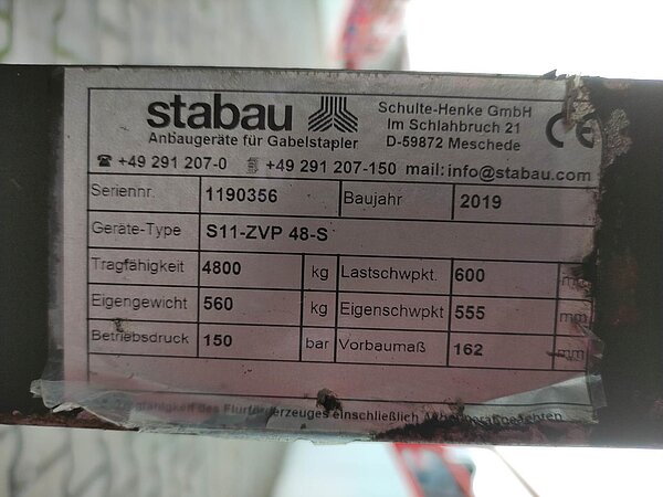  - Stabau Zinkenverstellgerät S11-ZVP 48-S 