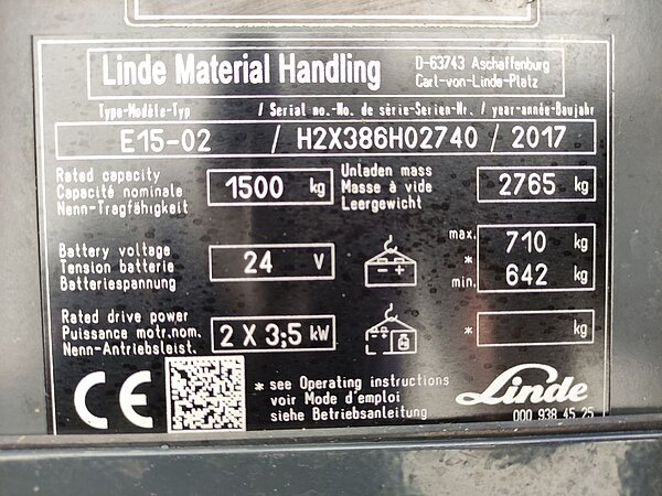 Linde Elektro Elektro 3 Rad-Stapler E15-02 / 386 EVO Standard - Linde Elektro Elektro 3 Rad-Stapler E15-02 / 386 EVO Standard