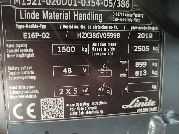 Linde Elektro Elektro 4 Rad-Stapler E16P-02/386 EVO Duplex - Linde Elektro Elektro 4 Rad-Stapler E16P-02/386 EVO Duplex