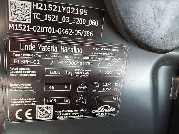 Linde Elektro Elektro 4 Rad-Stapler E18PH-02/386 EVO Triplex - Linde Elektro Elektro 4 Rad-Stapler E18PH-02/386 EVO Triplex