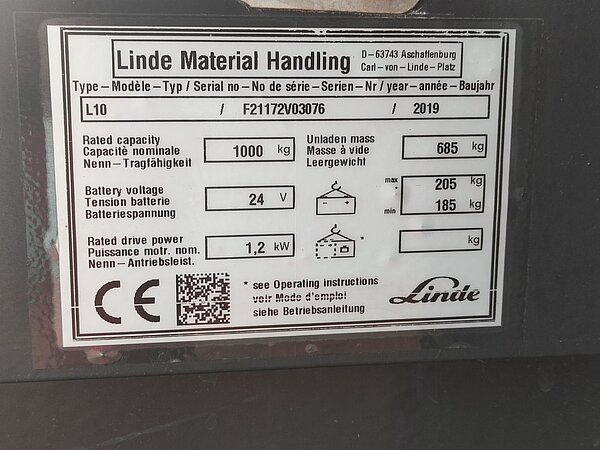 Linde Elektro Hochhubwagen L10 Duplex - Linde Elektro Hochhubwagen L10 Duplex