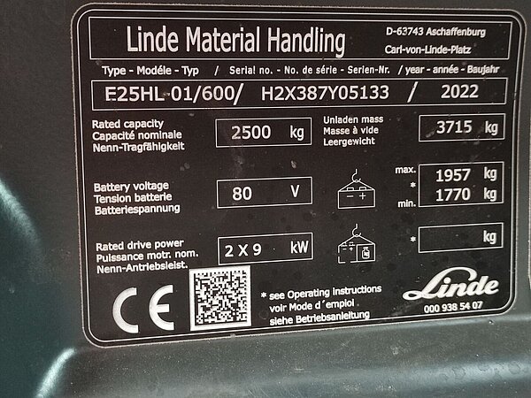 Linde Elektro Elektro 4 Rad-Stapler E25HL-01/600/387 Triplex - Linde Elektro Elektro 4 Rad-Stapler E25HL-01/600/387 Triplex