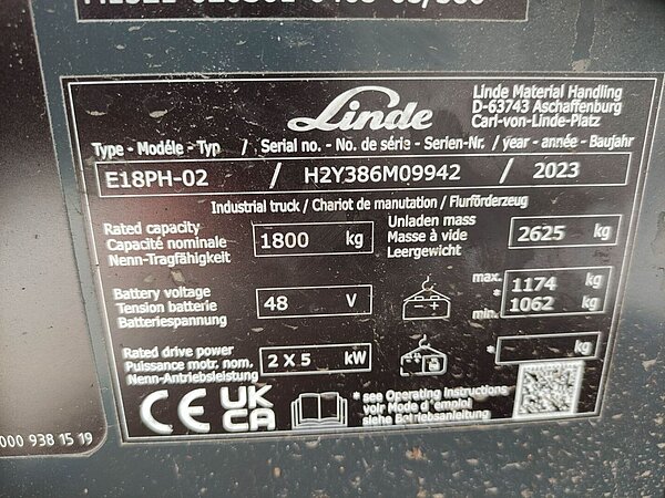 Linde Elektro Elektro 4 Rad-Stapler E18PH-02/386-EVO Standard - Linde Elektro Elektro 4 Rad-Stapler E18PH-02/386-EVO Standard