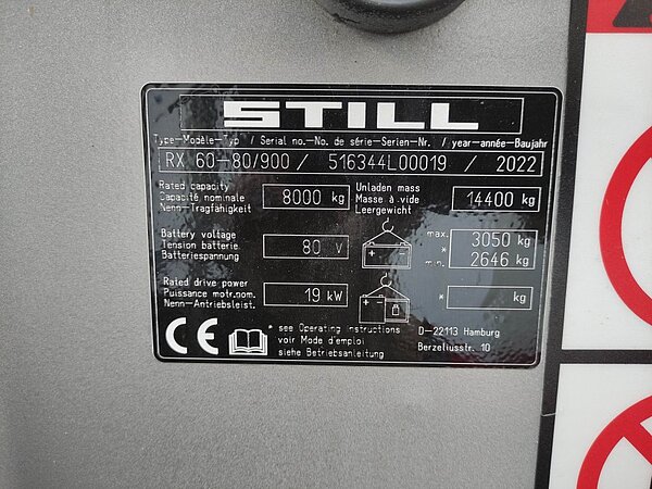  - Still Elektro Elektro 4 Rad-Stapler RX60-80/900 Triplex