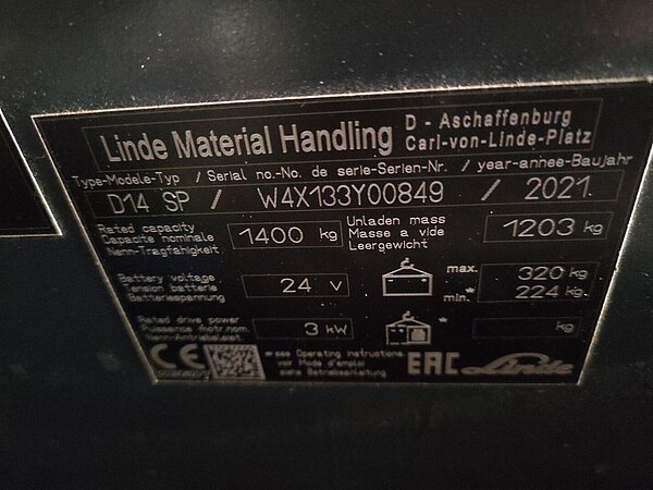 Linde Elektro Hochhubwagen D14SPi/133 (ohne Batterie, ohne Weighing system) Triplex - Linde Elektro Hochhubwagen D14SPi/133 (ohne Batterie, ohne Weighing system) Triplex