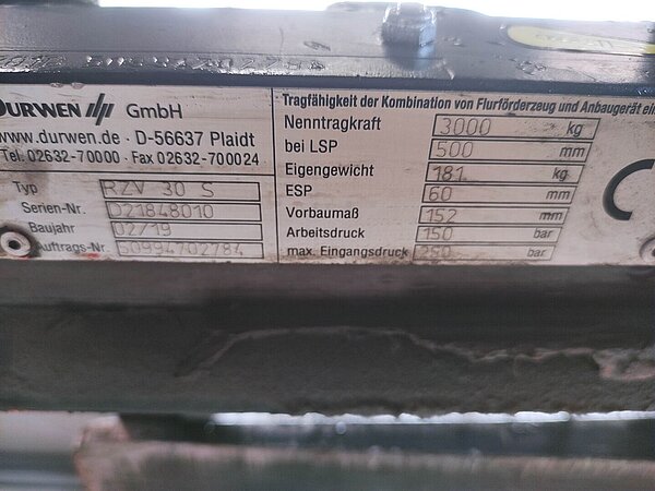 Durwen Zinkenverstellgerät RZV 30S - Durwen Zinkenverstellgerät RZV 30S