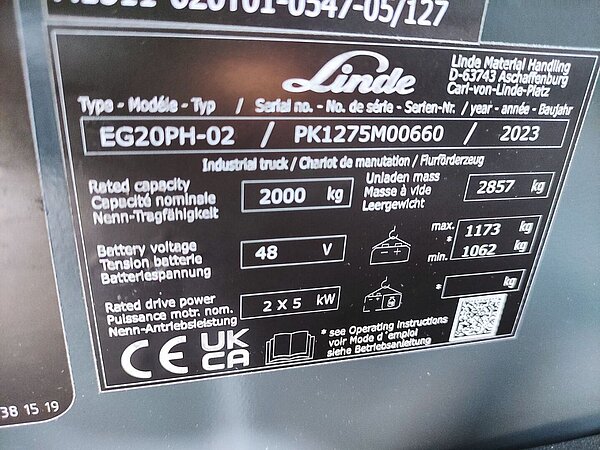 Linde Elektro Elektro 4 Rad-Stapler EG20PH-02/1275 Triplex - Linde Elektro Elektro 4 Rad-Stapler EG20PH-02/1275 Triplex