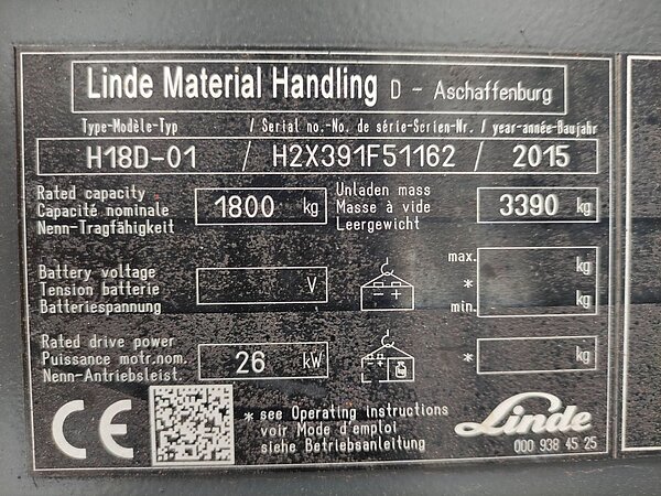 - Linde Diesel Dieselstapler H18D-01-391 EVO Triplex