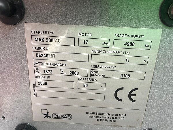 Cesab Elektro Elektro 4 Rad-Stapler MAK500AC Triplex - Cesab Elektro Elektro 4 Rad-Stapler MAK500AC Triplex