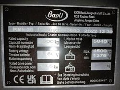  Stapler kaufen oder mieten - Baoli Gabelstapler Elektro Frontstapler KBE35 Triplex